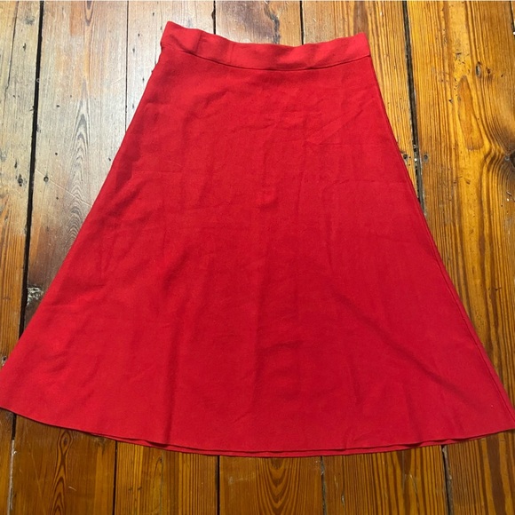 Ann Taylor Midi Sweater A Line Skirt Jubilee Size XL Red Elastic Waist Holiday - Picture 8 of 10